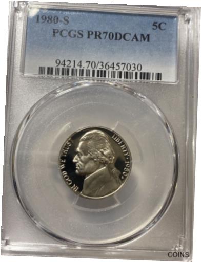 アンティークコイン 硬貨 1980-S Jefferson Nickel PR70DCAM PCGS [送料無料] #oot-wr-012377-2147のサムネイル