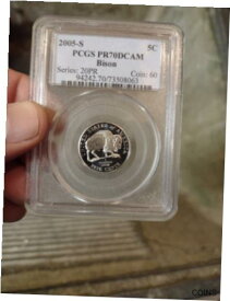 【極美品/品質保証書付】 アンティークコイン コイン 金貨 銀貨 [送料無料] 2005 S PCGS PR70DCAM Bison Jefferson Nickel