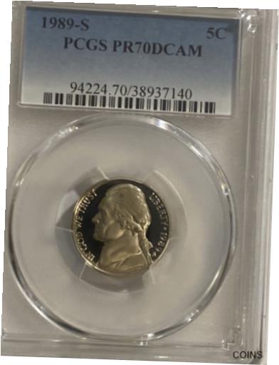 アンティークコイン コイン 金貨 銀貨 [送料無料] 1989-S Proof Jefferson Nickel PCGS PR70 DCAMのサムネイル