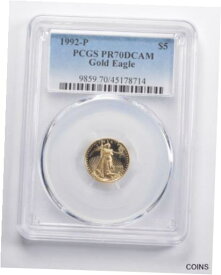 【極美品/品質保証書付】 アンティークコイン コイン 金貨 銀貨 [送料無料] PR70 DCAM 1992-P $5 American Gold Eagle 1/10 Oz. .999 Fine Gold PCGS *2576