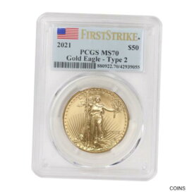 【極美品/品質保証書付】 アンティークコイン 金貨 2021 $50 Gold Eagle Type 2 PCGS MS70 First Strike American 1oz Flag Label Coin [送料無料] #gct-wr-012379-3255