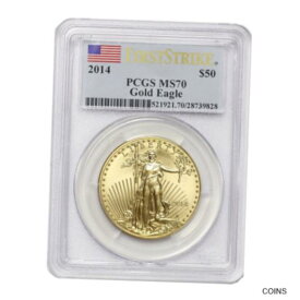【極美品/品質保証書付】 アンティークコイン 金貨 2014 $50 Eagle PCGS MS70 First Strike American Gold Bullion 1oz FS 22KT Coin [送料無料] #gct-wr-012379-3707