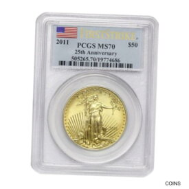 【極美品/品質保証書付】 アンティークコイン 金貨 2011 $50 Eagle PCGS MS70 First Strike American Gold Bullion 1 oz coin Flag Label [送料無料] #gct-wr-012379-4608