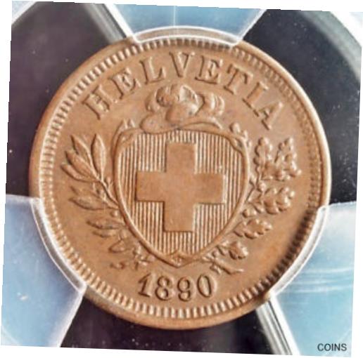 アンティークコイン 硬貨 1890-B Switzerland (Confederation). Nice Bronze 1 Rappen Coin. PCGS MS-63 BN! [送料無料] #oct-wr-012451-1139
