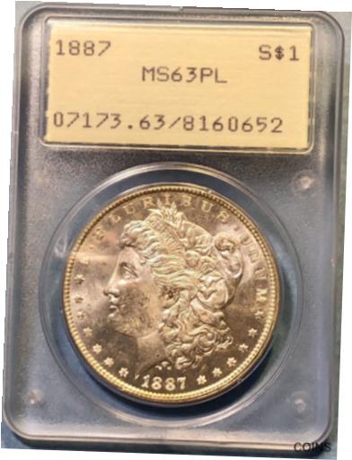 アンティークコイン コイン 金貨 銀貨 [送料無料] 1887 Morgan Silver Dollar PCGS MS63PL Old Holder Rattler Proof Like & GORGEOUSのサムネイル