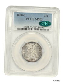 【極美品/品質保証書付】 アンティークコイン コイン 金貨 銀貨 [送料無料] 1888-S 25c PCGS/CAC MS63 - Original S-Mint - Liberty Seated Quarter