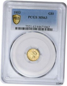 【極美品/品質保証書付】 アンティークコイン コイン 金貨 銀貨 [送料無料] 1853 $1 Gold Type 1 MS63 PCGS