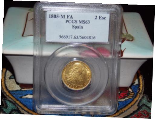 アンティークコイン 金貨 **TOP POP** 1805-M FA PCGS MS 63 Spain Gold 2 Escudos Charles IV [送料無料] #got-wr-012451-7324