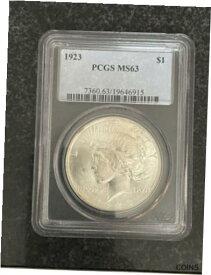 【極美品/品質保証書付】 アンティークコイン コイン 金貨 銀貨 [送料無料] 1923 Peace Dollar MS63 PCGS - green label