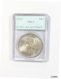 【極美品/品質保証書付】 アンティークコイン コイン 金貨 銀貨 [送料無料] 1922 Peace Dollar Silver PCGS MS63 OGH Rattler Holder PQ #5620
