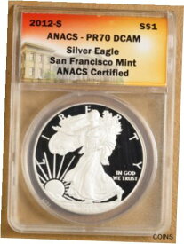 【極美品/品質保証書付】 アンティークコイン コイン 金貨 銀貨 [送料無料] 2012 S Proof American Eagle Silver Dollar ANACS PR70DCAM