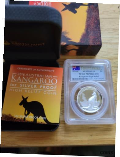【極美品/品質保証書付】 アンティークコイン コイン 金貨 銀貨 [送料無料] 2016 1oz Kangaroo High Relief First Strike PCGS PR70DCAM SIlver Coin Pop. 116：金銀プラチナ ワールドリソース