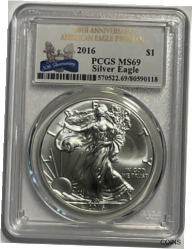 アンティークコイン 銀貨 2016 $1 American Silver Eagle Dollar Coin PCGS MS 69 30th Anniversary Label [送料無料] #sct-wr-012474-6のサムネイル