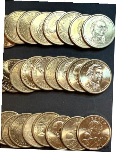 アンティークコイン コイン 金貨 銀貨 [送料無料] Mixed Roll Of $25 Sacagawea & Presidential $1 Gold Coins - Most BU & Circulatedのサムネイル