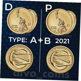 【極美品/品質保証書付】 アンティークコイン コイン 金貨 銀貨 [送料無料] 2021 American Innovation$1.Virginia. Uncirculated coins Mint P&D Type A+B Set
