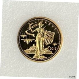 【極美品/品質保証書付】 アンティークコイン コイン 金貨 銀貨 [送料無料] 2017 Cook Islands PR 1/10 Oz .24 Gold Statue Of Liberty Commem $5 Coin With COA