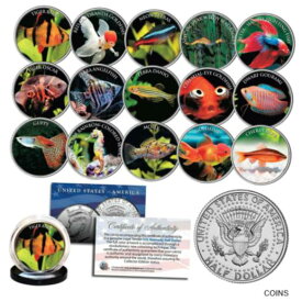 【極美品/品質保証書付】 アンティークコイン コイン 金貨 銀貨 [送料無料] TROPICAL FISH Fresh Water Aquarium Kennedy Half Dollars US 15-Coin Complete Set
