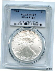 【極美品/品質保証書付】 アンティークコイン コイン 金貨 銀貨 [送料無料] 2004 $1 American Silver Eagle Dollar 1oz PCGS MS69