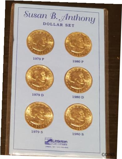アンティークコイン コイン 金貨 銀貨 [送料無料] 1979-1980 $1 Susan B. Anthony 6-Coin Uncirculated Set (Littleton Pack)のサムネイル