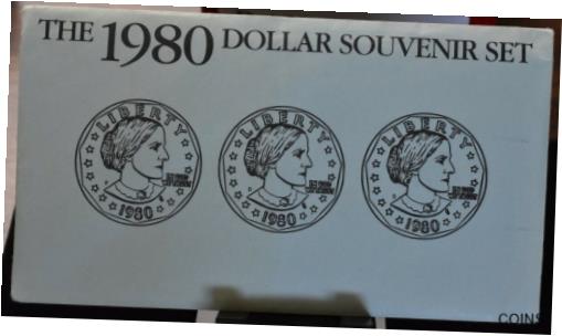 アンティークコイン コイン 金貨 銀貨 [送料無料] 1980 Susan B. Anthony Souvenir Set - 3 Coin Blue Envelopeのサムネイル