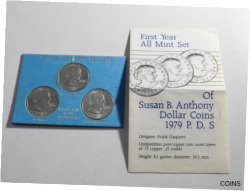  アンティークコイン コイン 金貨 銀貨  [送料無料] 1979 Susan B. Anthong Dollar Coins P, D and S set