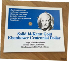 【極美品/品質保証書付】 アンティークコイン コイン 金貨 銀貨 [送料無料] SOLID 14K GOLD 100 ANNIVERSARY BIRTH DWIGHT D EISENHOWER ONE DOLLAR COIN CARD
