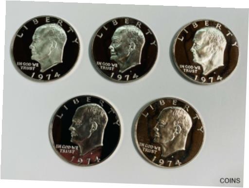 アンティークコイン コイン 金貨 銀貨 [送料無料] 5 1974 S Proof Silver Eisenhower Dollar Uncirculated 5 Coins
