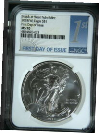 【極美品/品質保証書付】 アンティークコイン 硬貨 2018 (W) Eagle S$1 NGC MS70 First Day of Issue Struck at West Point [送料無料] #oot-wr-012512-1661