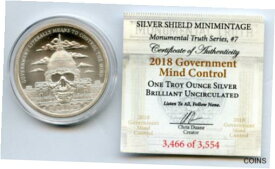 【極美品/品質保証書付】 アンティークコイン 銀貨 2018 Government Mind Control 1 oz Silver Shield 999 Round Medallion COA - JM333 [送料無料] #sof-wr-012512-4852