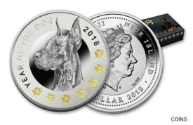 【極美品/品質保証書付】 アンティークコイン コイン 金貨 銀貨 [送料無料] 2018 Niue $1.00 .999 silver W/Partial Gold Gilding Year of the Dog Only 999 Mint