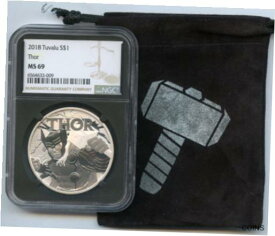 【極美品/品質保証書付】 アンティークコイン 銀貨 2019 Thor 1 Oz Silver NGC MS69 Tuvalu $1 Coin MARVEL Pouch Bag - JN426 [送料無料] #sct-wr-012513-2240