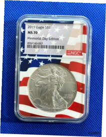 【極美品/品質保証書付】 アンティークコイン コイン 金貨 銀貨 [送料無料] 2019 SILVER EAGLE NGC MS70 MEMORIAL DAY EDITION FLAG FRAME/ CORE RARE AWESOME