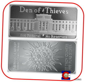 【極美品/品質保証書付】 アンティークコイン コイン 金貨 銀貨 [送料無料] Silver Shield Den of Thieves 10 oz. 0.999 Silver Bar in Capsule