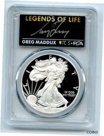 【極美品/品質保証書付】 アンティークコイン コイン 金貨 銀貨 [送料無料] 2020 W $1 American Silver Eagle Congrat PCGS PR70DCAM Legends Life Greg Maddux