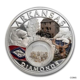 2020 1 オンス Ag Treasures of the U.S. Arkansas ダイヤモンド (カラー化) - SKU#2198462020 1 oz Ag Treasures of the U.S. Arkansas Diamonds (Colorized) - SKU#219846