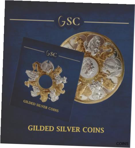 アンティークコイン コイン 金貨 銀貨 [送料無料] 2021 Silver Queens Beasts All in One Completer 2 Oz 999 24k Gilded Coin Editionのサムネイル