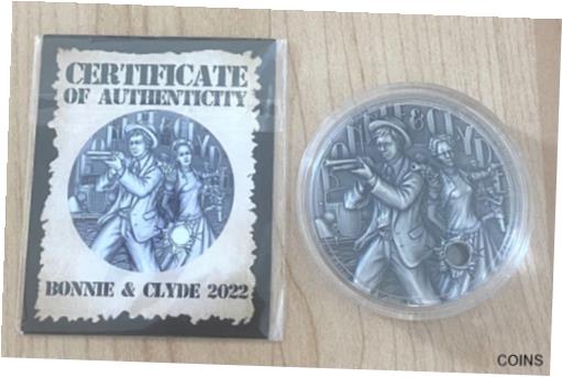 【極美品/品質保証書付】 アンティークコイン コイン 金貨 銀貨 [送料無料] Bonnie and Clyde Gangster 2 oz Silver Antique Niue 2022 Second Coin in Series：金銀プラチナ ワールドリソース