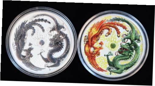 アンティークコイン コイン 金貨 銀貨 [送料無料] 2017 Australia $1 Dragon and Phoenix Colored Pair Silver Coin Setのサムネイル