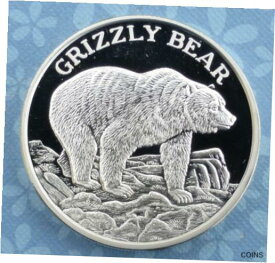 【極美品/品質保証書付】 アンティークコイン コイン 金貨 銀貨 [送料無料] Grizzly Bear 2 Troy Ounce .999 Fine Silver North American Wildlife Series Round