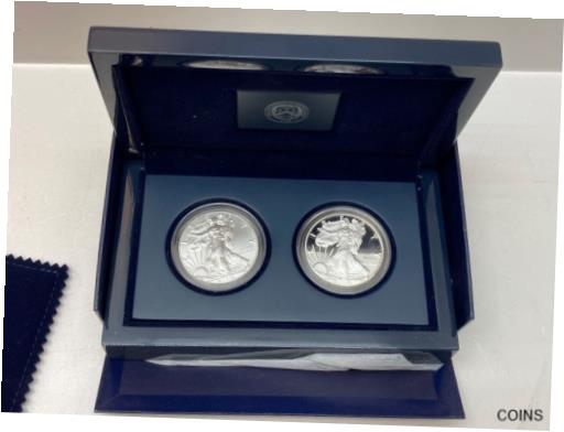 アンティークコイン コイン 金貨 銀貨 [送料無料] 2016 W American Silver Eagle Lettered Edge 2 Coin Set Proof & Bus US Mint w/ COAのサムネイル