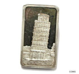 【極美品/品質保証書付】 アンティークコイン コイン 金貨 銀貨 [送料無料] .999 Silver Bar Leaning Tower of Pisa s#43 Jacques Cartier Mint 1974 over 2oz