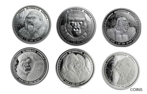  アンティークコイン コイン 金貨 銀貨  [送料無料] CONGO GORILLA SET OF SILVER OZ COINS 2015 2020 Scottsdale Mint