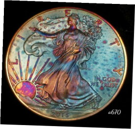 【極美品/品質保証書付】 アンティークコイン コイン 金貨 銀貨 [送料無料] American Silver Eagle Coin Colorful Rainbow Toning #a670