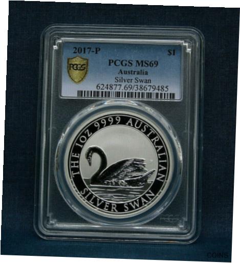  アンティークコイン コイン 金貨 銀貨  [送料無料] 2017 AUSTRALIAN SILVER SWAN PCGS MS69 GOLD SHIELD