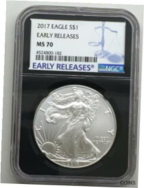 【極美品/品質保証書付】 アンティークコイン コイン 金貨 銀貨 [送料無料] 2017 $1 Silver American Eagle NGC MS70 Early Releases Black Label