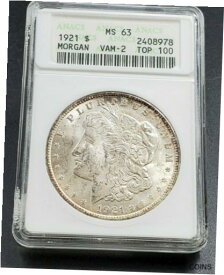 【極美品/品質保証書付】 アンティークコイン コイン 金貨 銀貨 [送料無料] 1921 p Morgan Silver Dollar Variety Coin ANACS MS63 VAM-2 CONECA TOP100 Label