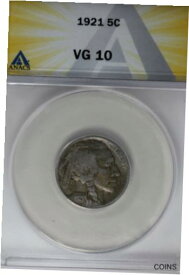 【極美品/品質保証書付】 アンティークコイン コイン 金貨 銀貨 [送料無料] 1921 .05 ANACS VG 10 Buffalo Nickel, Indian Nickel, 5 Cent Piece