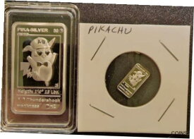 【極美品/品質保証書付】 アンティークコイン コイン 金貨 銀貨 [送料無料] Pokemon 1/2 Oz Pikachu .999 Pure Silver Art Bar {Proof} + 1 g Trading Card