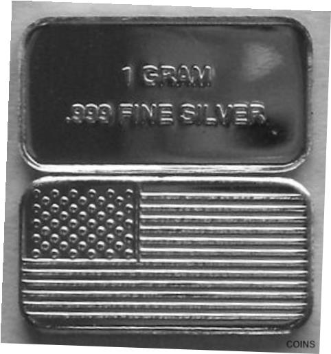  アンティークコイン コイン 金貨 銀貨  [送料無料] (50) GRAM .999 PURE SILVER AMERICAN FLAG BARS (2B)