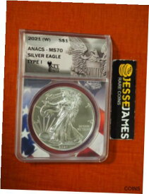 【極美品/品質保証書付】 アンティークコイン コイン 金貨 銀貨 [送料無料] 2021 $1 AMERICAN SILVER EAGLE ANACS MS70 TYPE 1